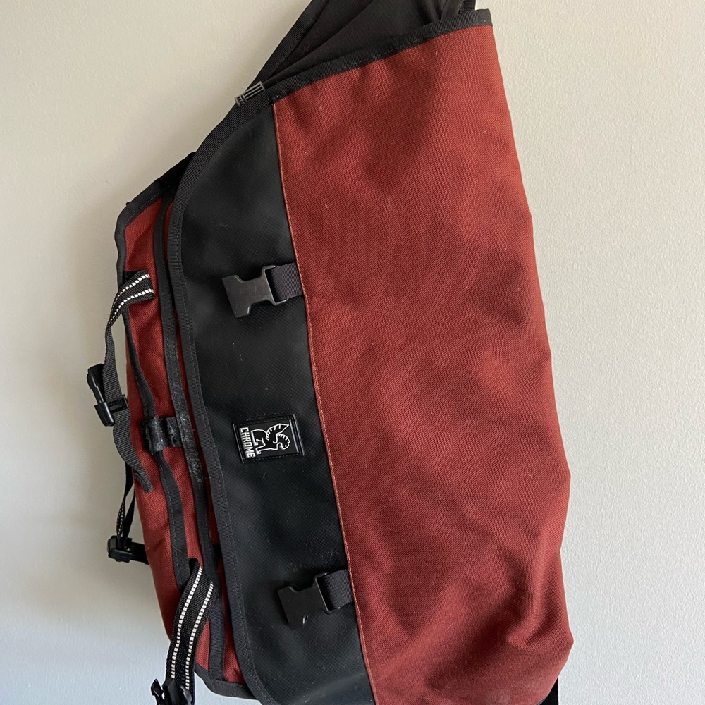 Classic Red Chrome Messenger Bag